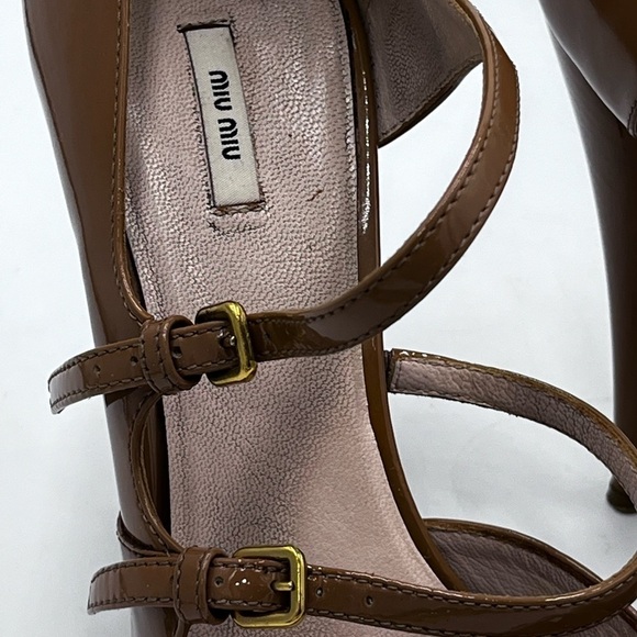 Miu miu Mary Jane Classic Ever Chic prada Double Strap Beige Nude Heel Sz 37/6-7 - Picture 2 of 14